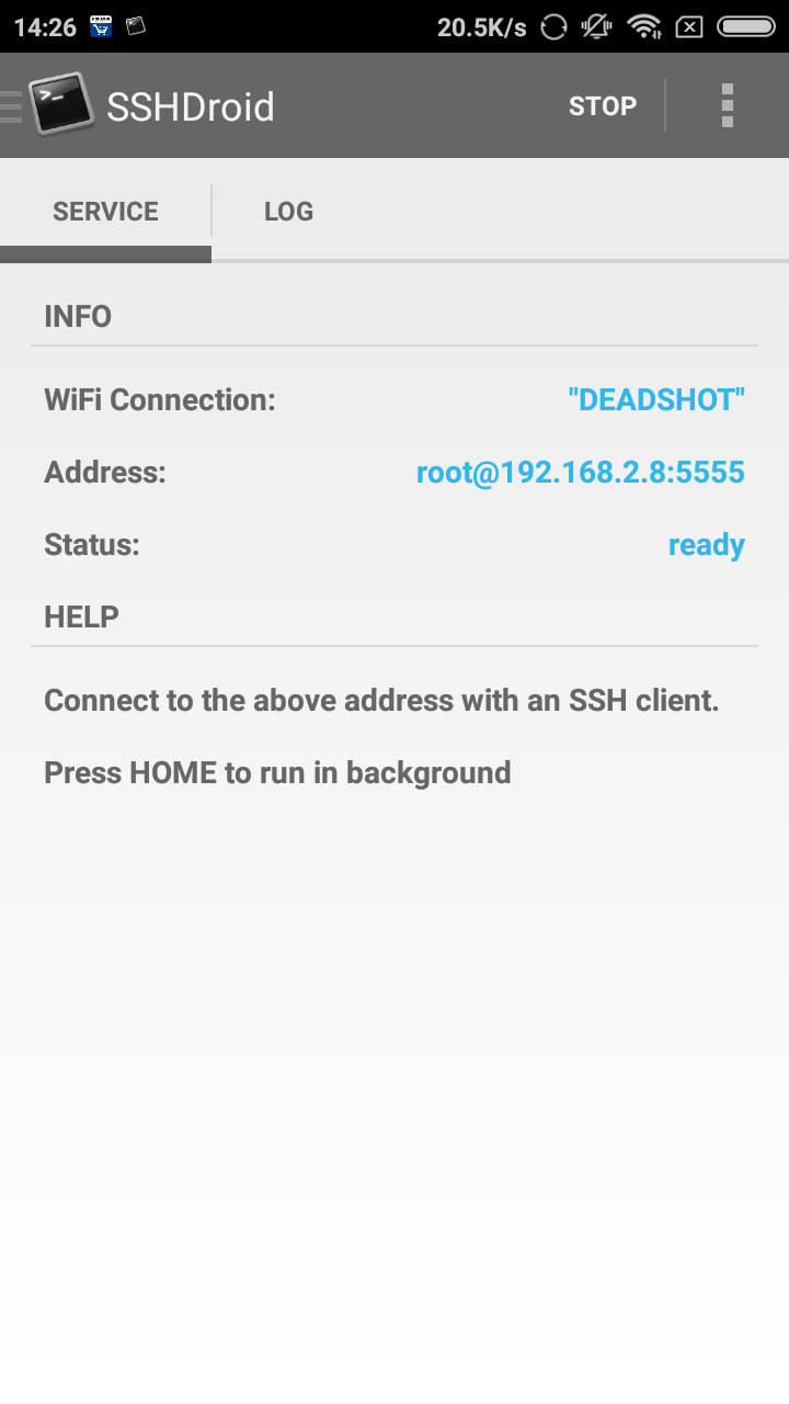 SSHDroid Screenshot from Redmi 3S Prime